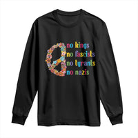 No Kings No Fascists Long Sleeve Shirt Floral Peace Sign Social Justice - Wonder Print Shop