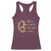 No Kings No Fascists Racerback Tank Top Floral Peace Sign Social Justice - Wonder Print Shop