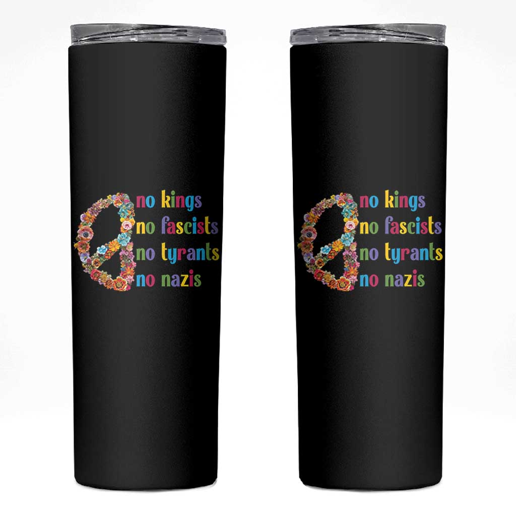 No Kings No Fascists Skinny Tumbler Floral Peace Sign Social Justice - Wonder Print Shop