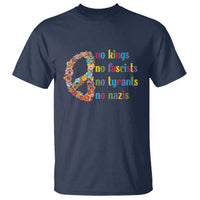 No Kings No Fascists T Shirt Floral Peace Sign Social Justice - Wonder Print Shop