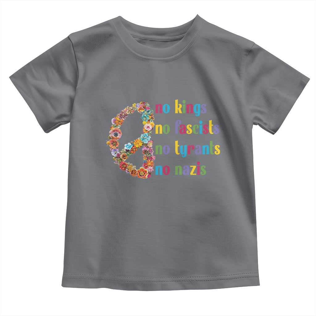 No Kings No Fascists Toddler T Shirt Floral Peace Sign Social Justice - Wonder Print Shop