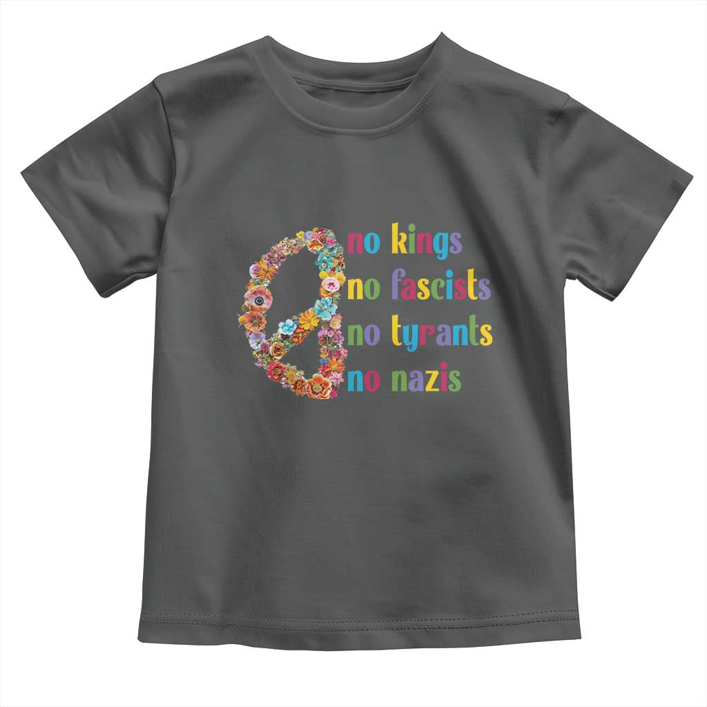 No Kings No Fascists Toddler T Shirt Floral Peace Sign Social Justice - Wonder Print Shop
