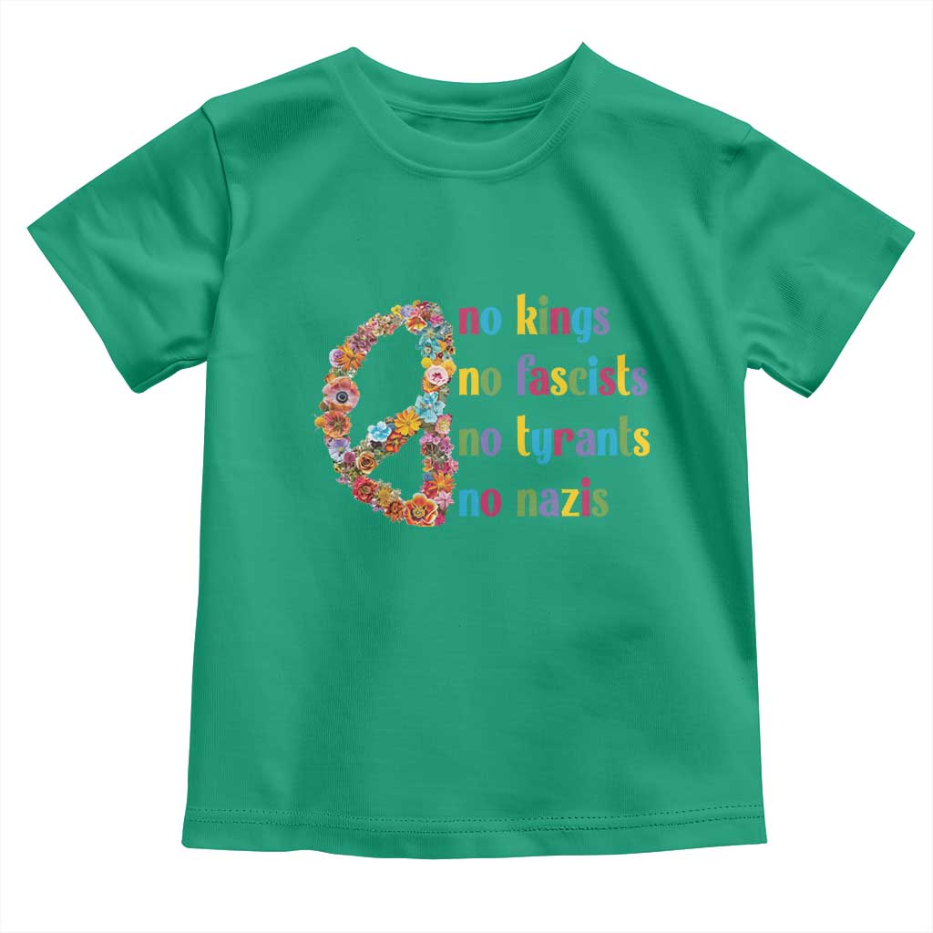 No Kings No Fascists Toddler T Shirt Floral Peace Sign Social Justice - Wonder Print Shop
