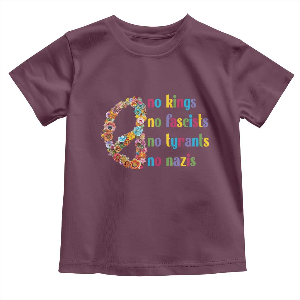 No Kings No Fascists Toddler T Shirt Floral Peace Sign Social Justice - Wonder Print Shop