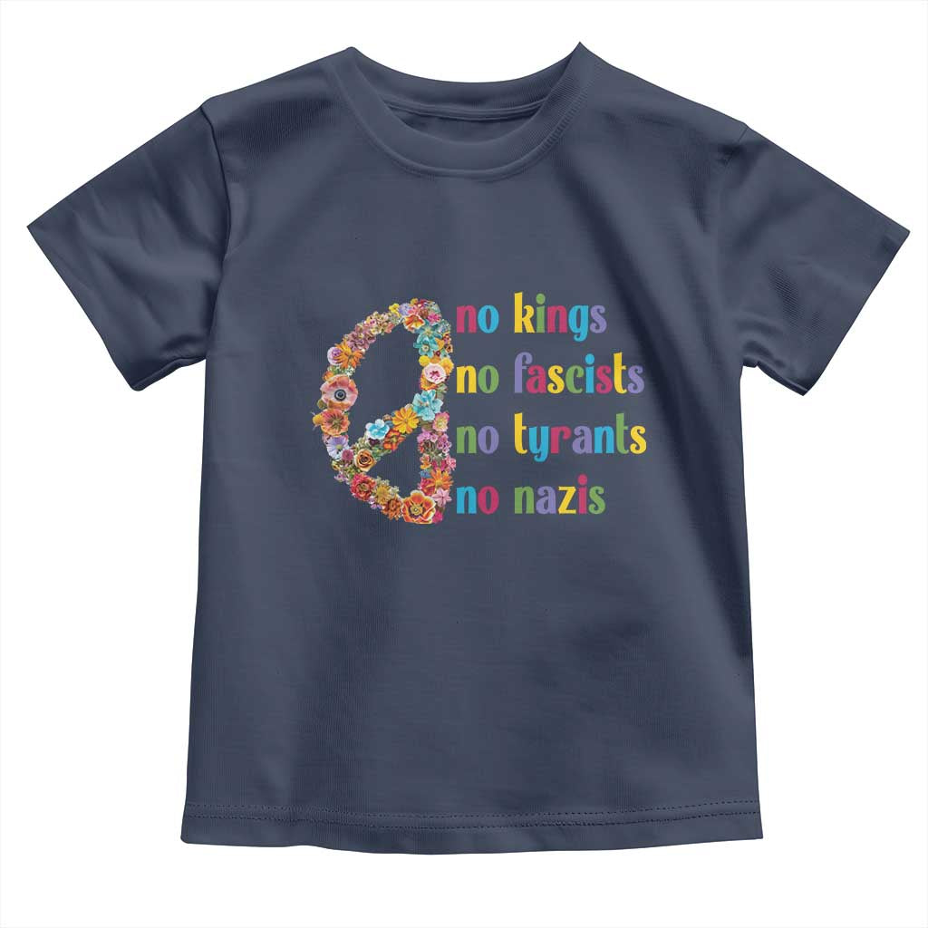 No Kings No Fascists Toddler T Shirt Floral Peace Sign Social Justice - Wonder Print Shop