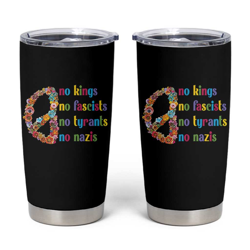 No Kings No Fascists Tumbler Cup Floral Peace Sign Social Justice - Wonder Print Shop