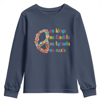 No Kings No Fascists Youth Sweatshirt Floral Peace Sign Social Justice - Wonder Print Shop