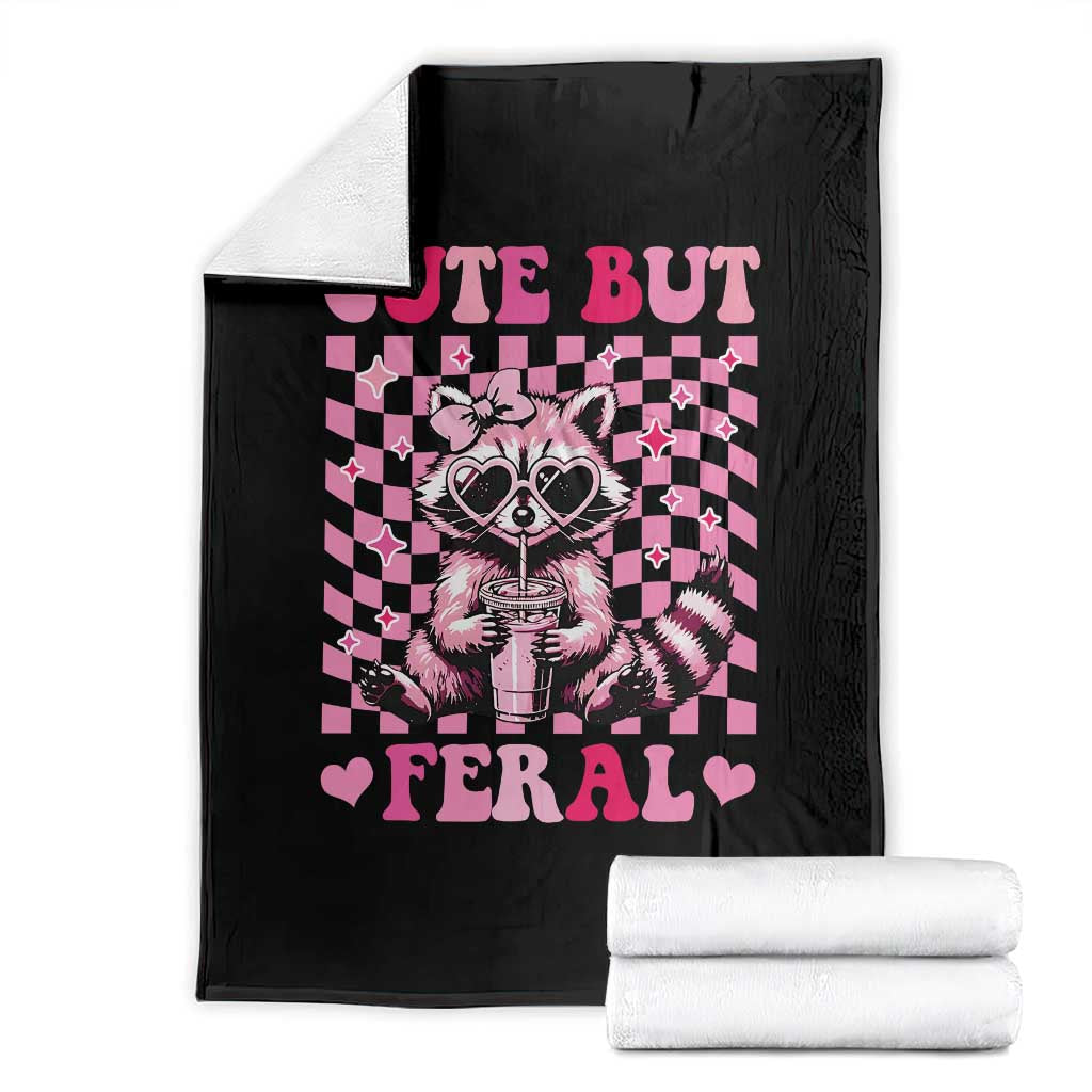 Cute But Feral Raccoon Throw Blanket Funny Sunglasses Trash Panda - Wonder Print Shop