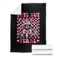 Cute But Feral Raccoon Throw Blanket Funny Sunglasses Trash Panda - Wonder Print Shop