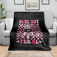 Cute But Feral Raccoon Throw Blanket Funny Sunglasses Trash Panda - Wonder Print Shop