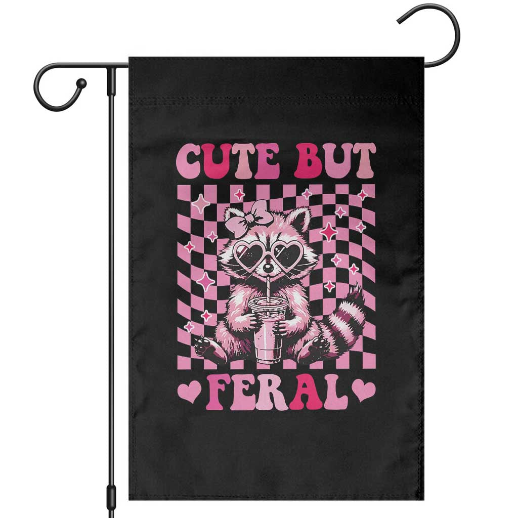 Cute But Feral Raccoon Garden Flag Funny Sunglasses Trash Panda - Wonder Print Shop