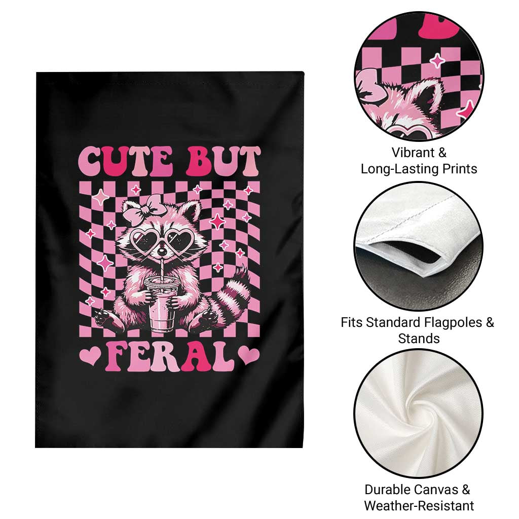 Cute But Feral Raccoon Garden Flag Funny Sunglasses Trash Panda - Wonder Print Shop