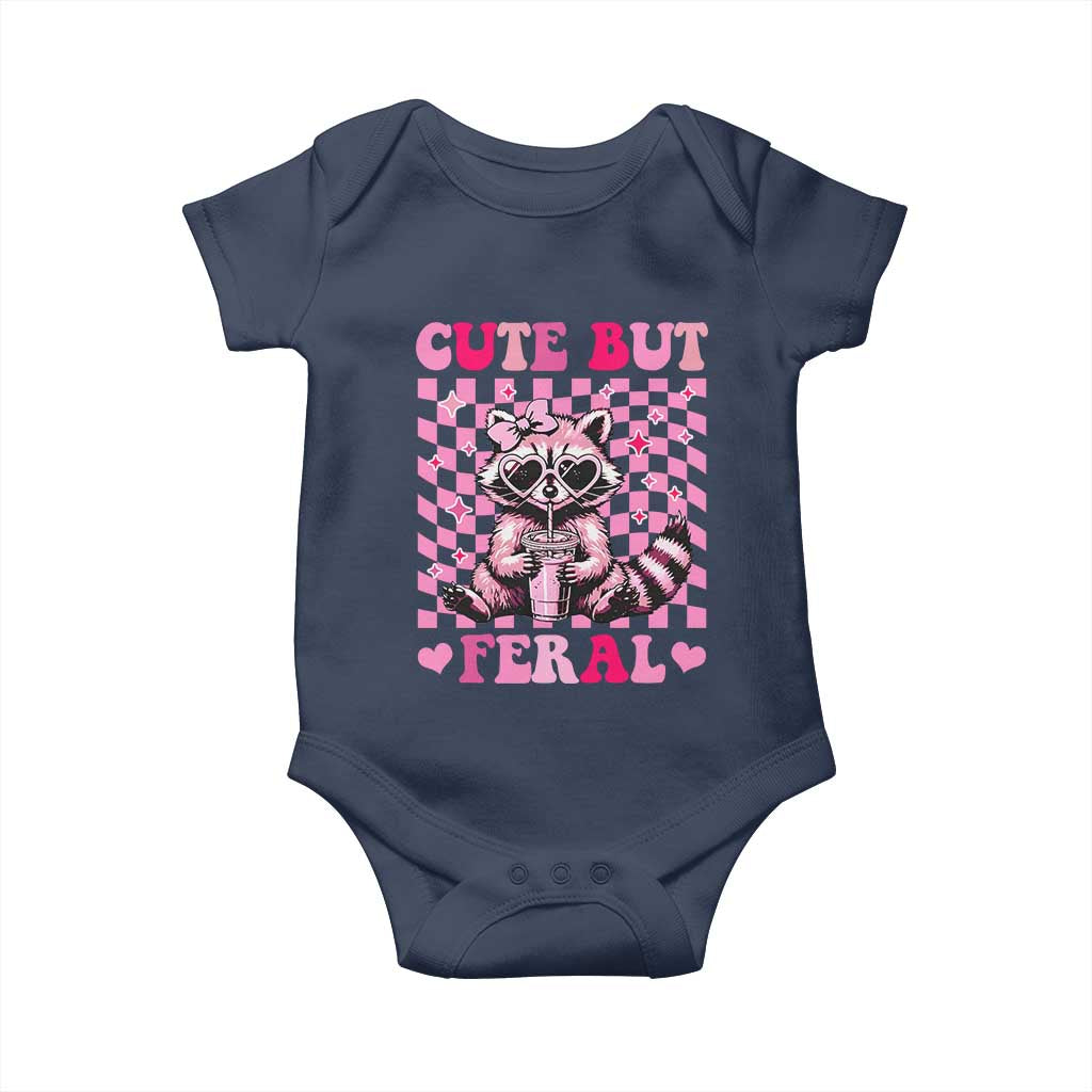 Cute But Feral Raccoon Baby Onesie Funny Sunglasses Trash Panda - Wonder Print Shop