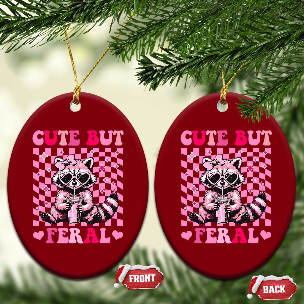 Cute But Feral Raccoon Ceramic Ornament Funny Sunglasses Trash Panda - Wonder Print Shop