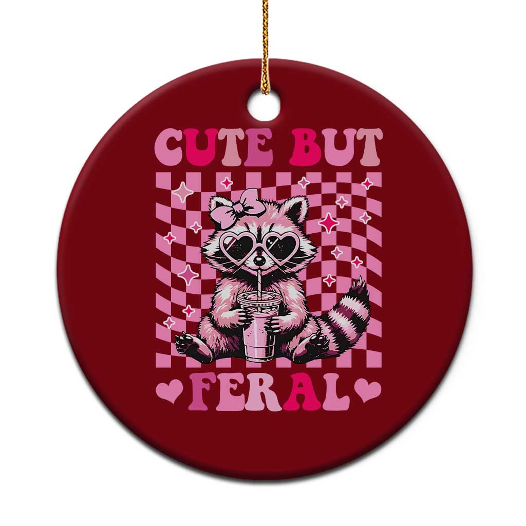 Cute But Feral Raccoon Ceramic Ornament Funny Sunglasses Trash Panda - Wonder Print Shop