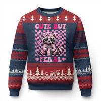 Cute But Feral Raccoon Ugly Christmas Sweater Funny Sunglasses Trash Panda - Wonder Print Shop