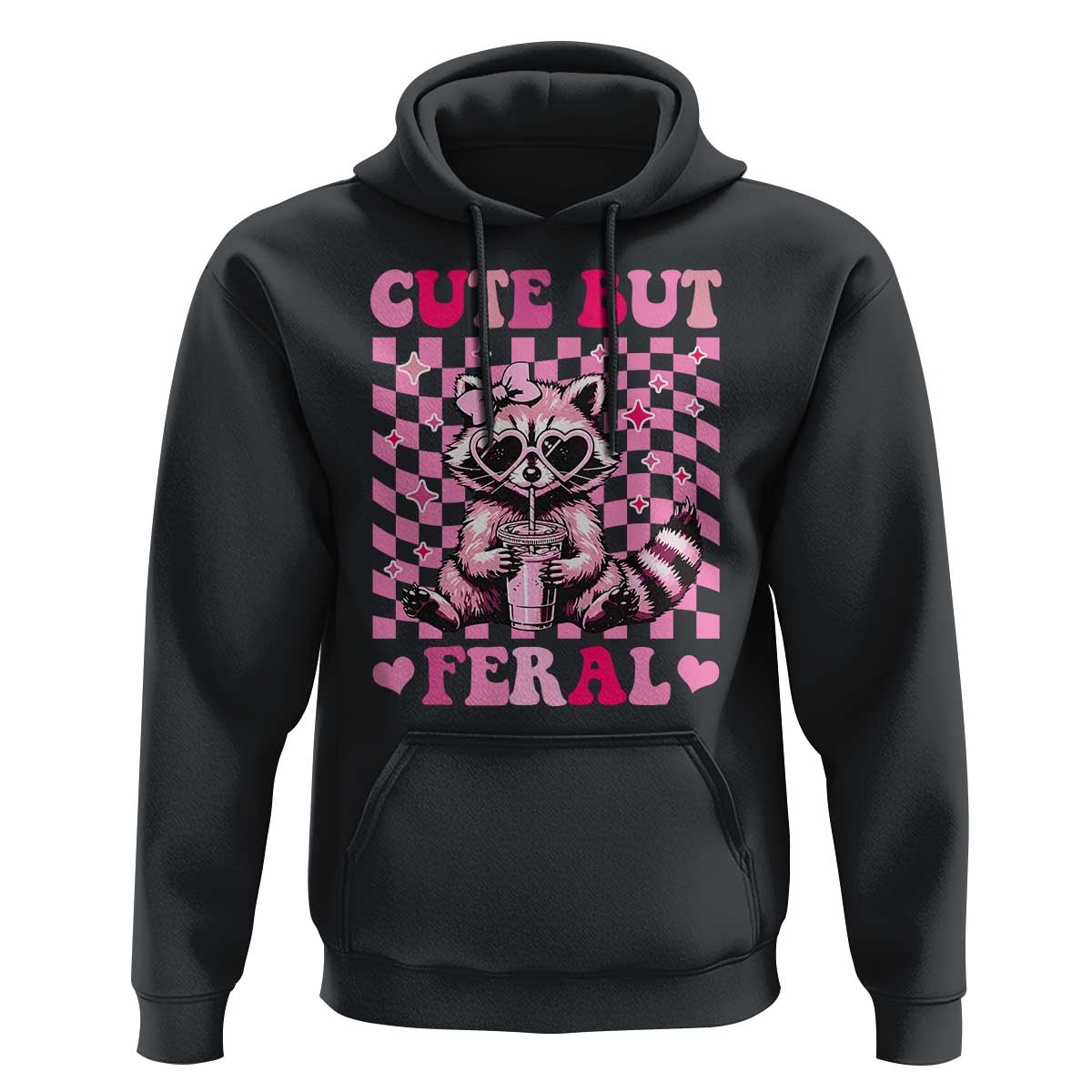 Cute But Feral Raccoon Hoodie Funny Sunglasses Trash Panda - Wonder Print Shop