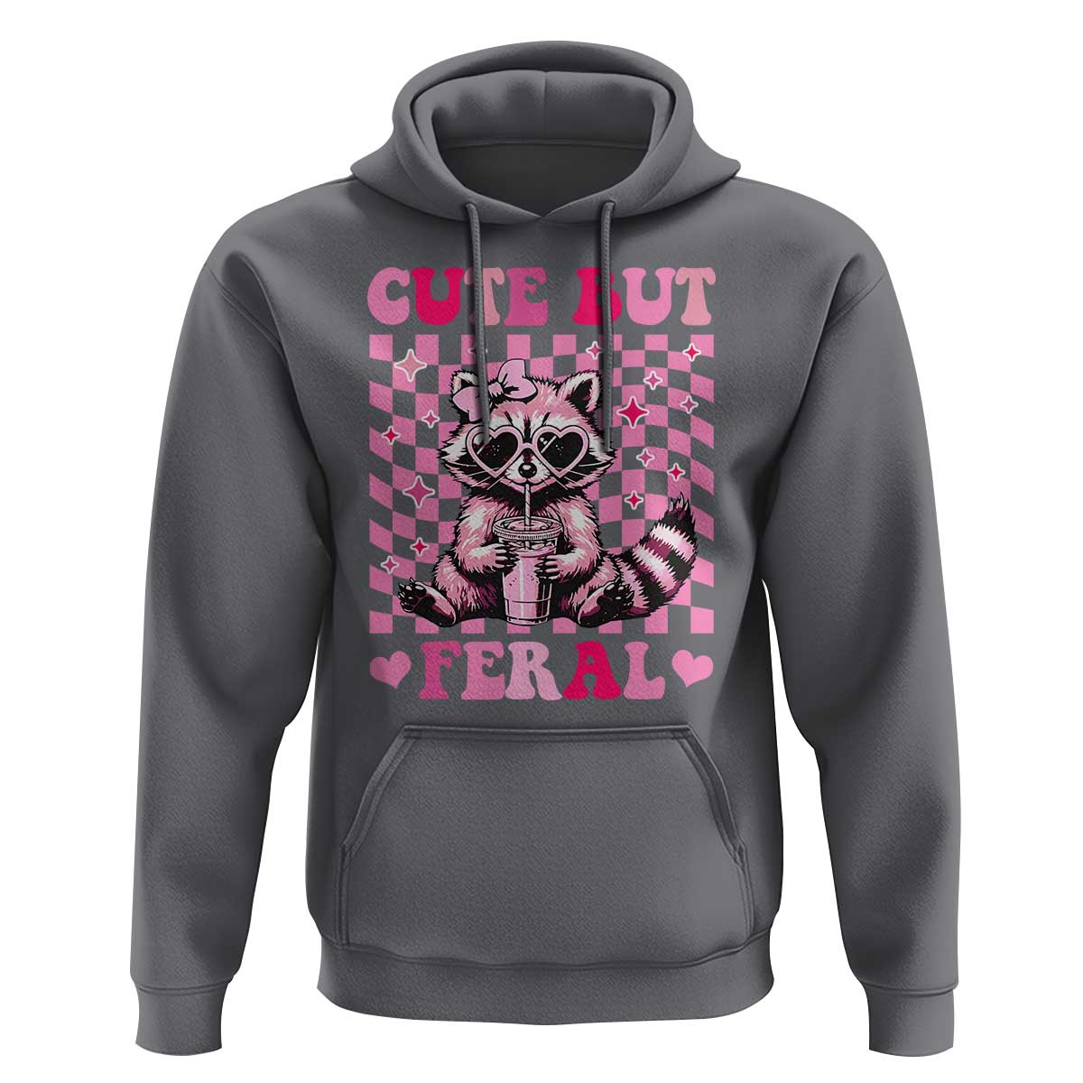 Cute But Feral Raccoon Hoodie Funny Sunglasses Trash Panda - Wonder Print Shop