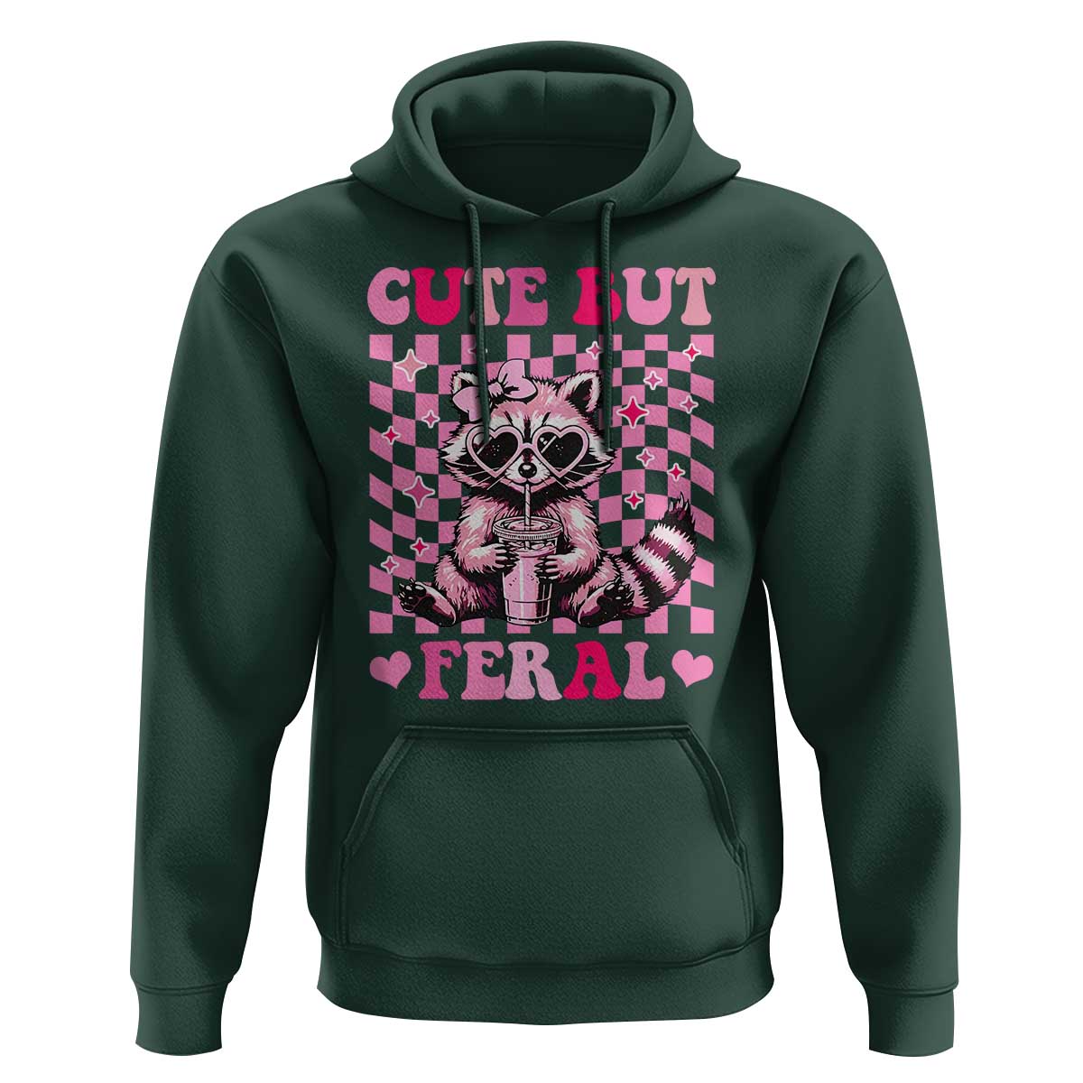 Cute But Feral Raccoon Hoodie Funny Sunglasses Trash Panda - Wonder Print Shop