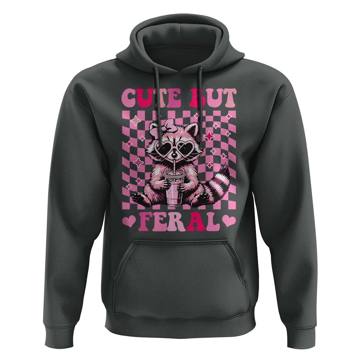 Cute But Feral Raccoon Hoodie Funny Sunglasses Trash Panda - Wonder Print Shop