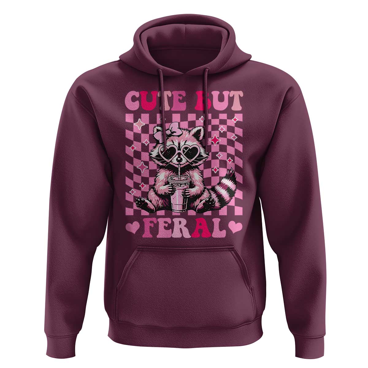 Cute But Feral Raccoon Hoodie Funny Sunglasses Trash Panda - Wonder Print Shop