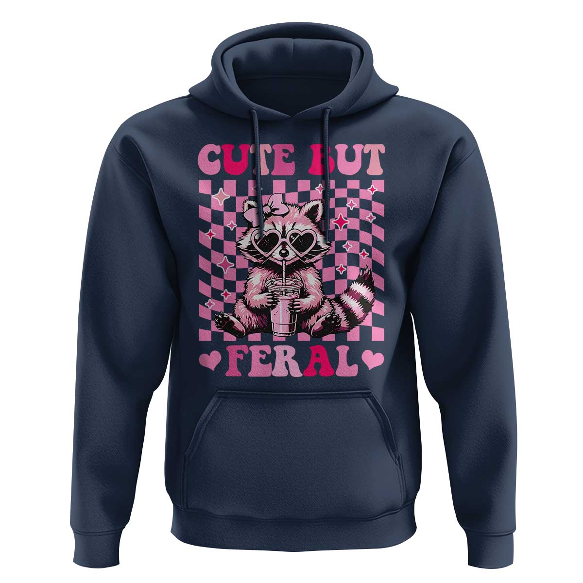 Cute But Feral Raccoon Hoodie Funny Sunglasses Trash Panda - Wonder Print Shop