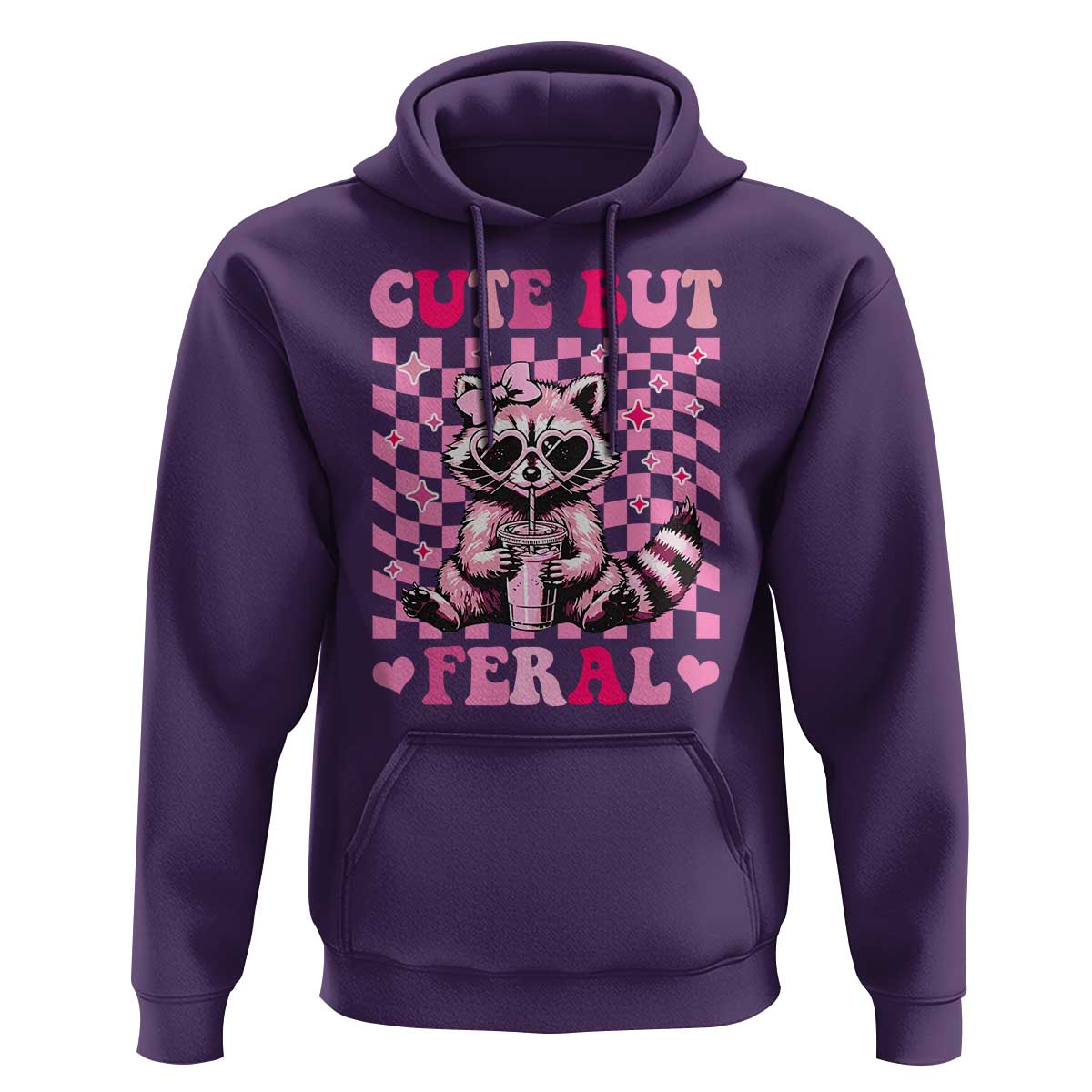 Cute But Feral Raccoon Hoodie Funny Sunglasses Trash Panda - Wonder Print Shop