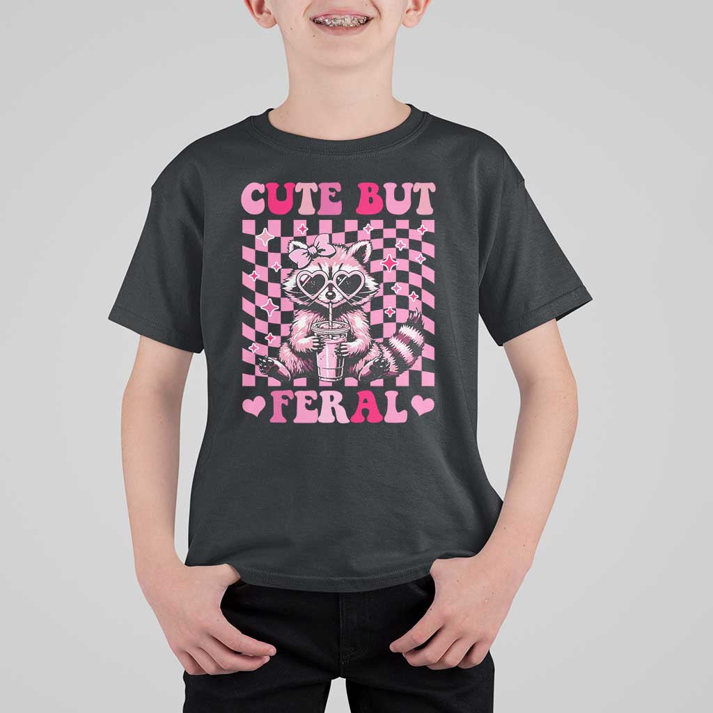 Cute But Feral Raccoon T Shirt For Kid Funny Sunglasses Trash Panda - Wonder Print Shop