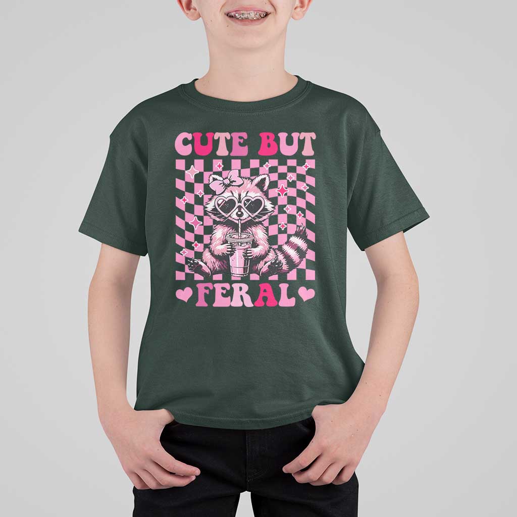 Cute But Feral Raccoon T Shirt For Kid Funny Sunglasses Trash Panda - Wonder Print Shop