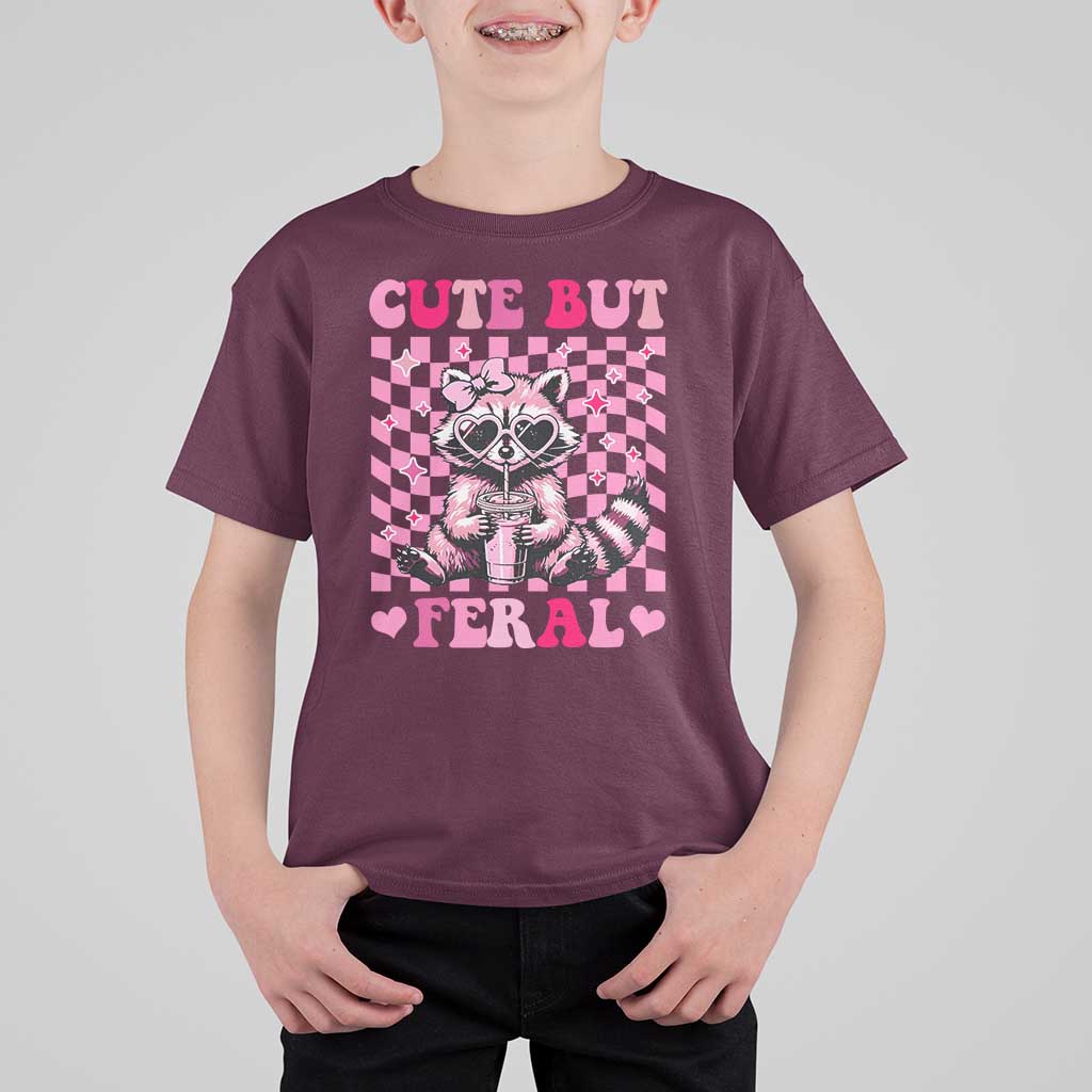 Cute But Feral Raccoon T Shirt For Kid Funny Sunglasses Trash Panda - Wonder Print Shop