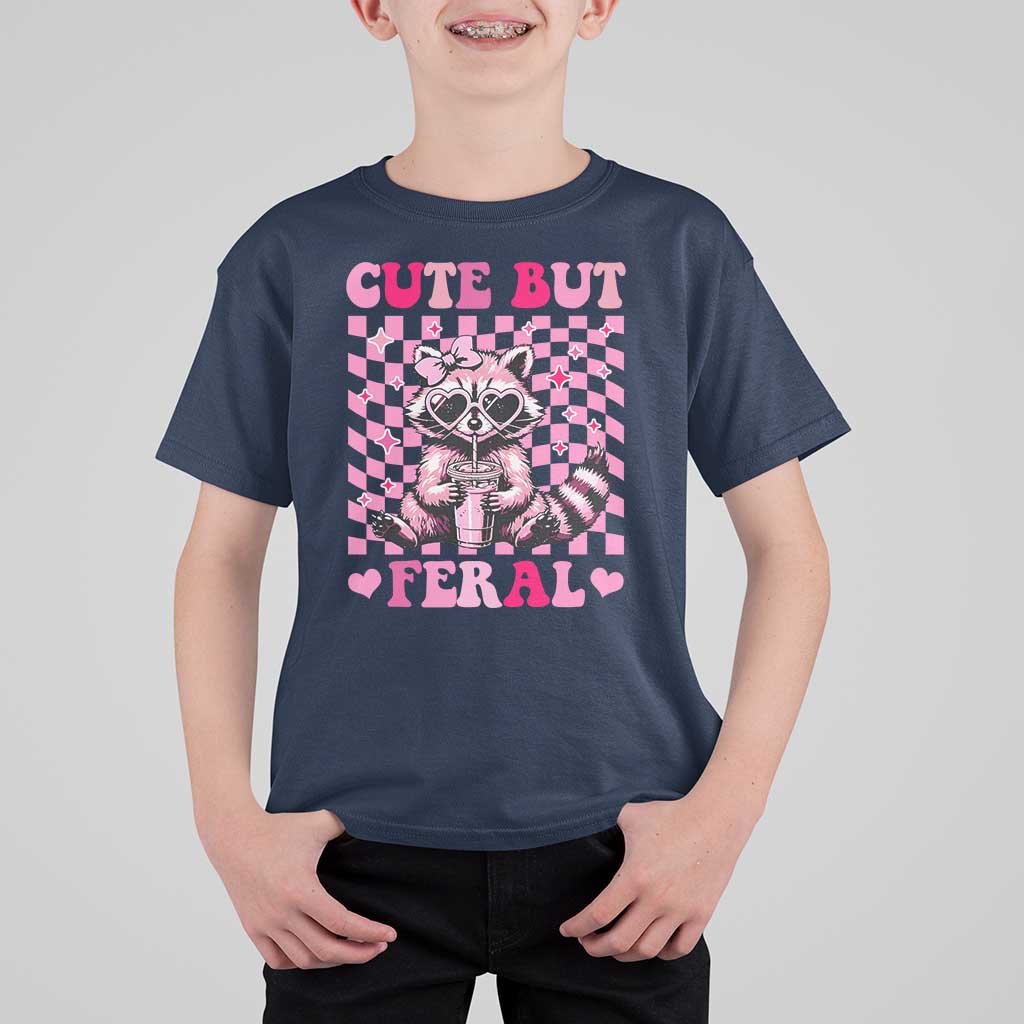 Cute But Feral Raccoon T Shirt For Kid Funny Sunglasses Trash Panda - Wonder Print Shop