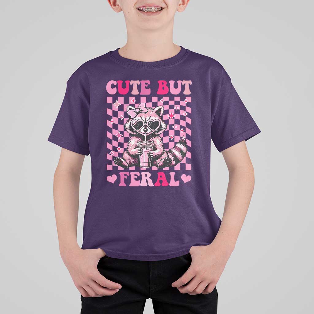 Cute But Feral Raccoon T Shirt For Kid Funny Sunglasses Trash Panda - Wonder Print Shop