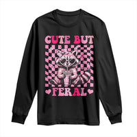 Cute But Feral Raccoon Long Sleeve Shirt Funny Sunglasses Trash Panda - Wonder Print Shop