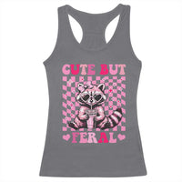 Cute But Feral Raccoon Racerback Tank Top Funny Sunglasses Trash Panda - Wonder Print Shop