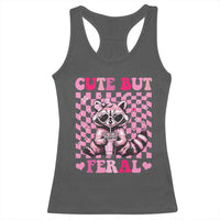 Cute But Feral Raccoon Racerback Tank Top Funny Sunglasses Trash Panda - Wonder Print Shop