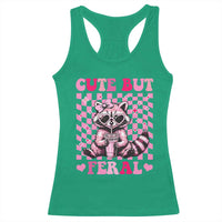 Cute But Feral Raccoon Racerback Tank Top Funny Sunglasses Trash Panda - Wonder Print Shop