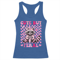 Cute But Feral Raccoon Racerback Tank Top Funny Sunglasses Trash Panda - Wonder Print Shop