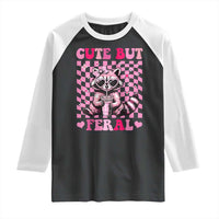 Cute But Feral Raccoon Raglan Shirt Funny Sunglasses Trash Panda - Wonder Print Shop