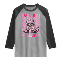Cute But Feral Raccoon Raglan Shirt Funny Sunglasses Trash Panda - Wonder Print Shop
