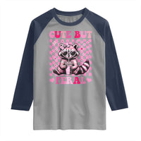 Cute But Feral Raccoon Raglan Shirt Funny Sunglasses Trash Panda - Wonder Print Shop