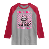 Cute But Feral Raccoon Raglan Shirt Funny Sunglasses Trash Panda - Wonder Print Shop