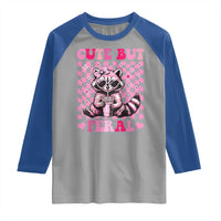 Cute But Feral Raccoon Raglan Shirt Funny Sunglasses Trash Panda - Wonder Print Shop