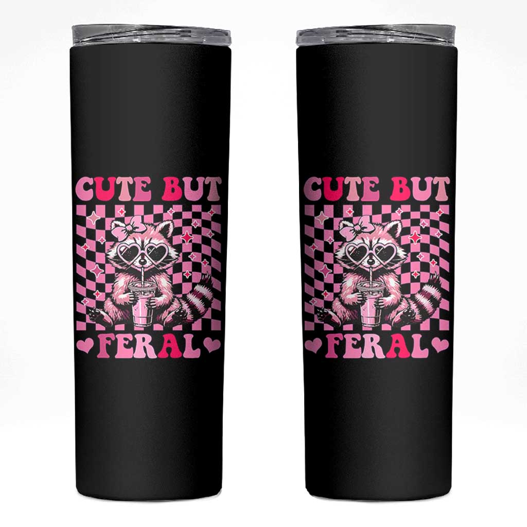 Cute But Feral Raccoon Skinny Tumbler Funny Sunglasses Trash Panda - Wonder Print Shop