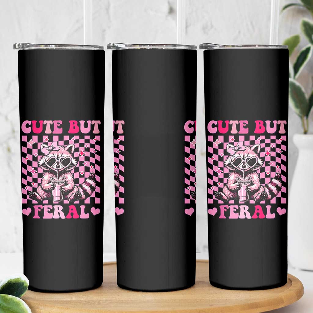 Cute But Feral Raccoon Skinny Tumbler Funny Sunglasses Trash Panda - Wonder Print Shop
