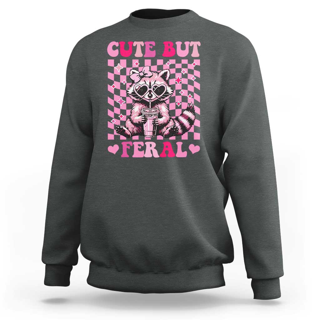 Cute But Feral Raccoon Sweatshirt Funny Sunglasses Trash Panda - Wonder Print Shop