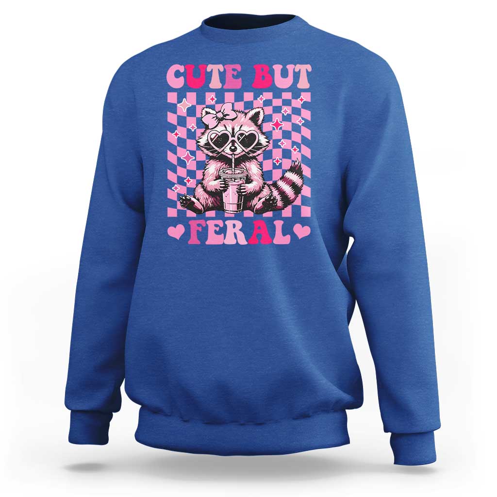 Cute But Feral Raccoon Sweatshirt Funny Sunglasses Trash Panda - Wonder Print Shop