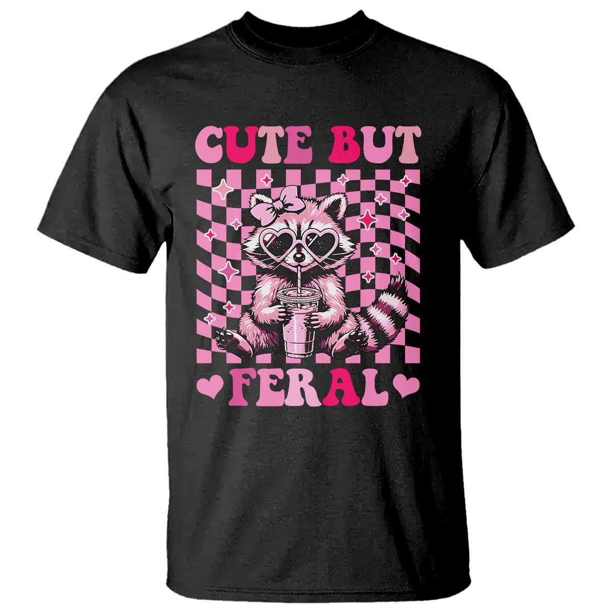 Cute But Feral Raccoon T Shirt Funny Sunglasses Trash Panda - Wonder Print Shop