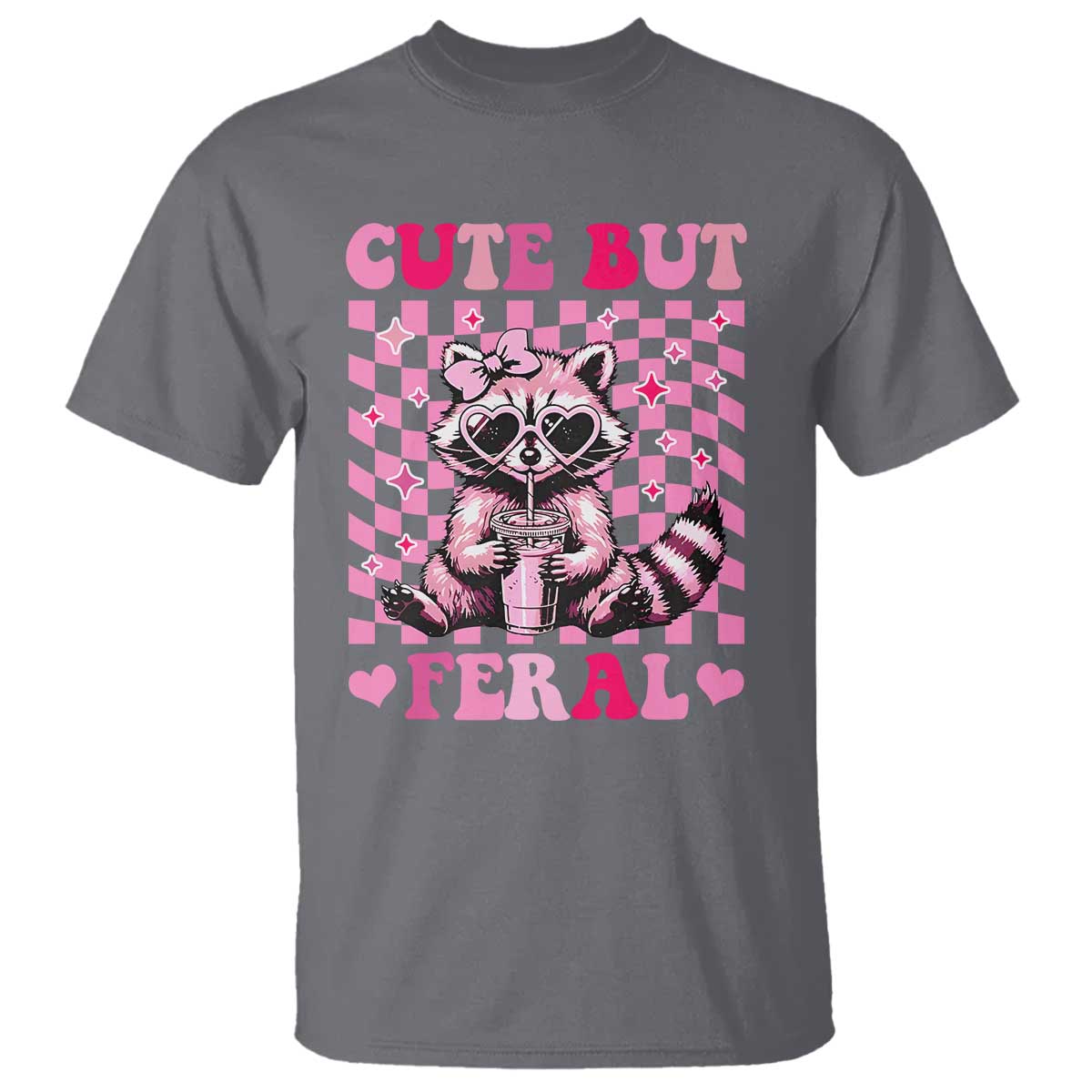 Cute But Feral Raccoon T Shirt Funny Sunglasses Trash Panda - Wonder Print Shop