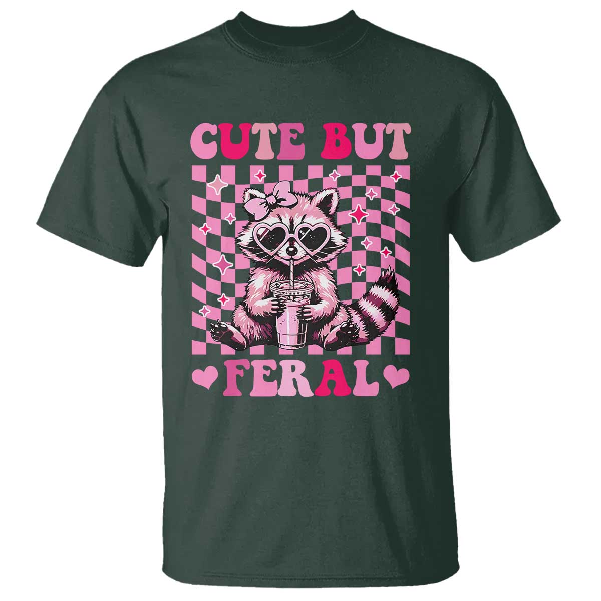 Cute But Feral Raccoon T Shirt Funny Sunglasses Trash Panda - Wonder Print Shop
