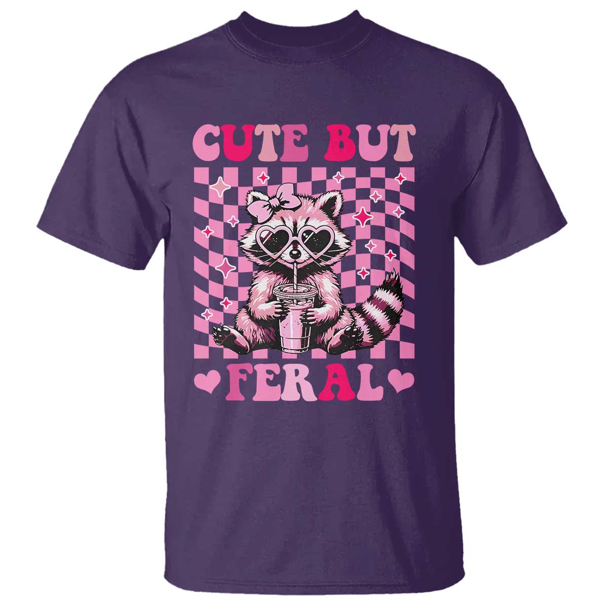 Cute But Feral Raccoon T Shirt Funny Sunglasses Trash Panda - Wonder Print Shop